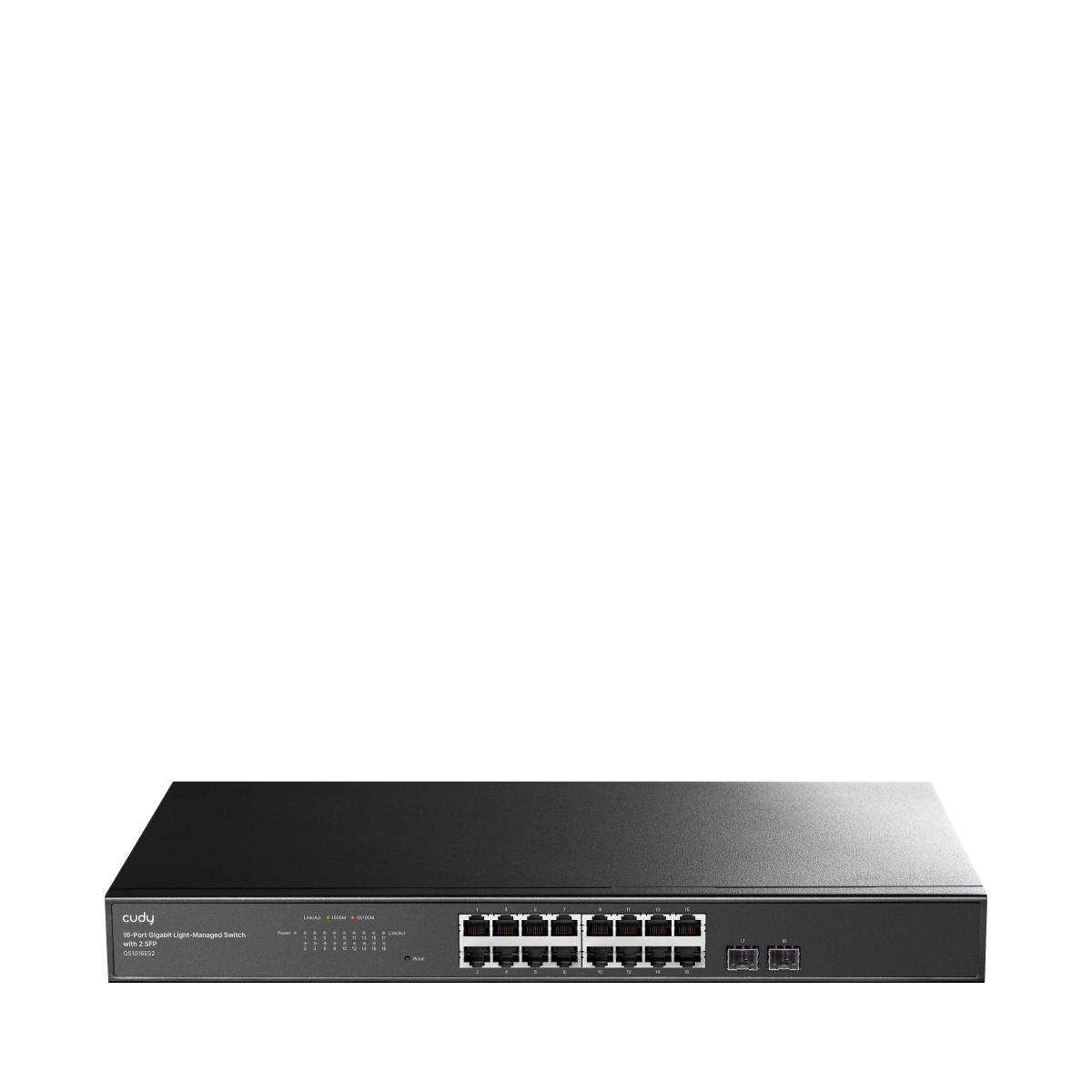 Cudy 16-Port Gigabit Cloud Easy-Managed Switch with 2 SFP, GS1016ES2 1.0 Administreret L2 Gigabit Ethernet (10/100/1000) Sort
