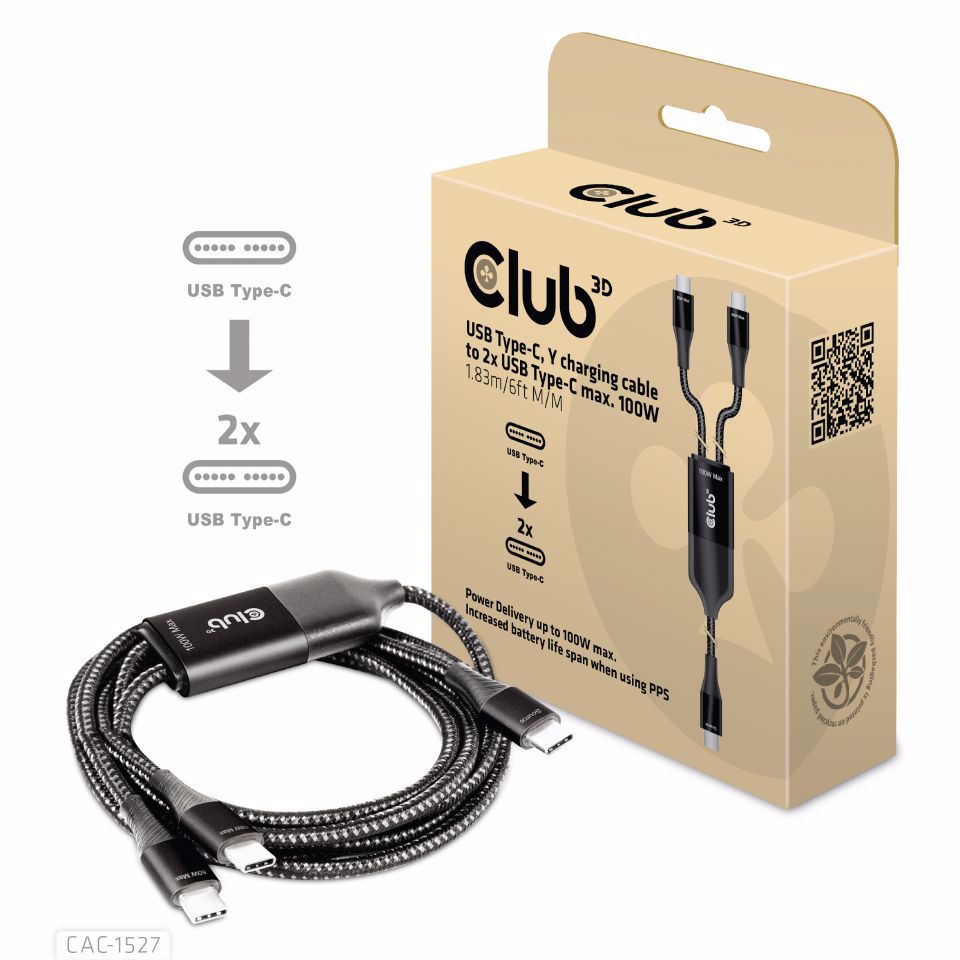 CLUB3D CAC-1527 USB-kabel 1,83 m USB C 2 x USB C Sort