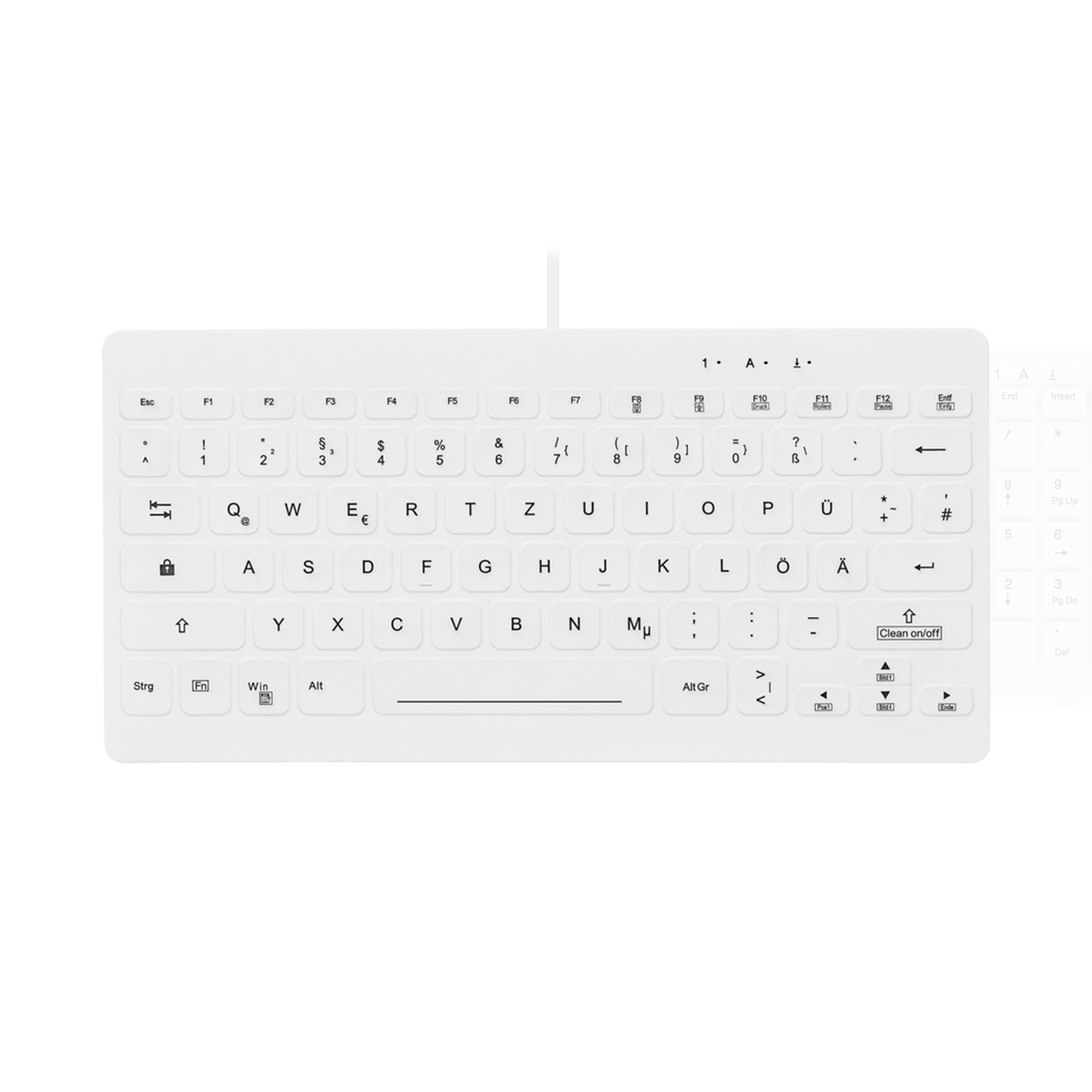 Contour Design Contour Active Key QuickClean medicinsk tastatur med aftageligt cover, mini, kablet, hvid, PN C4112