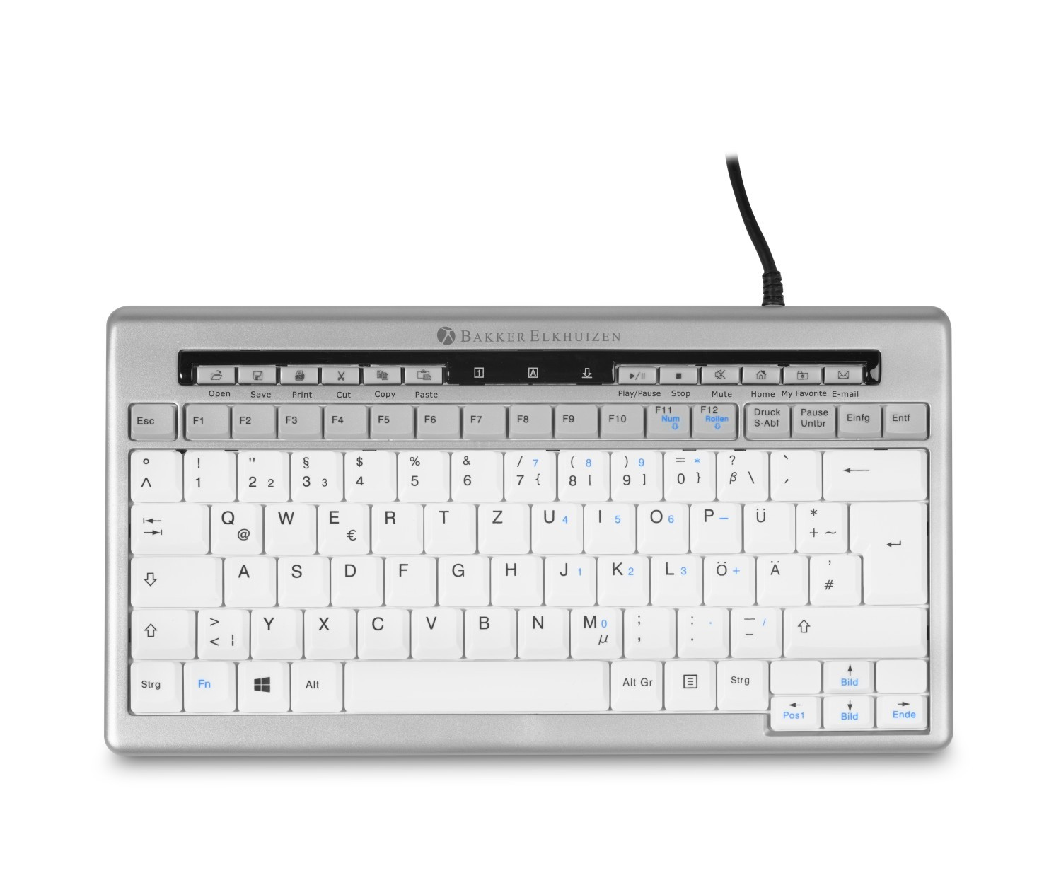 BakkerElkhuizen S-board 840 tastatur Kontor USB QWERTZ Tysk Lys grå, Hvid