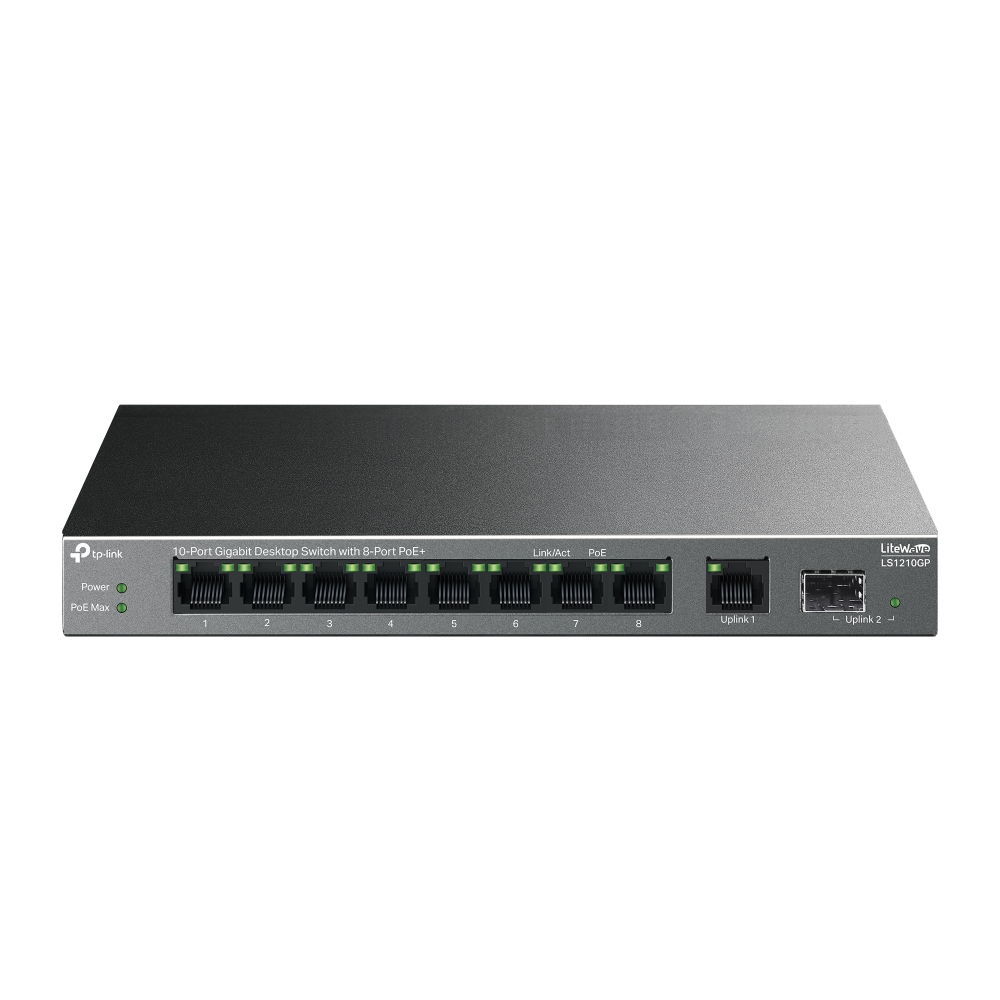 TP-Link LiteWave LS1210GP netværksswitch Ikke administreret Gigabit Ethernet (10/100/1000) Strøm over Ethernet (PoE) Sort