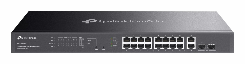 TP-Link Omada ES220GMP netværksswitch Administreret L2 Gigabit Ethernet (10/100/1000) Strøm over Ethernet (PoE) Sort