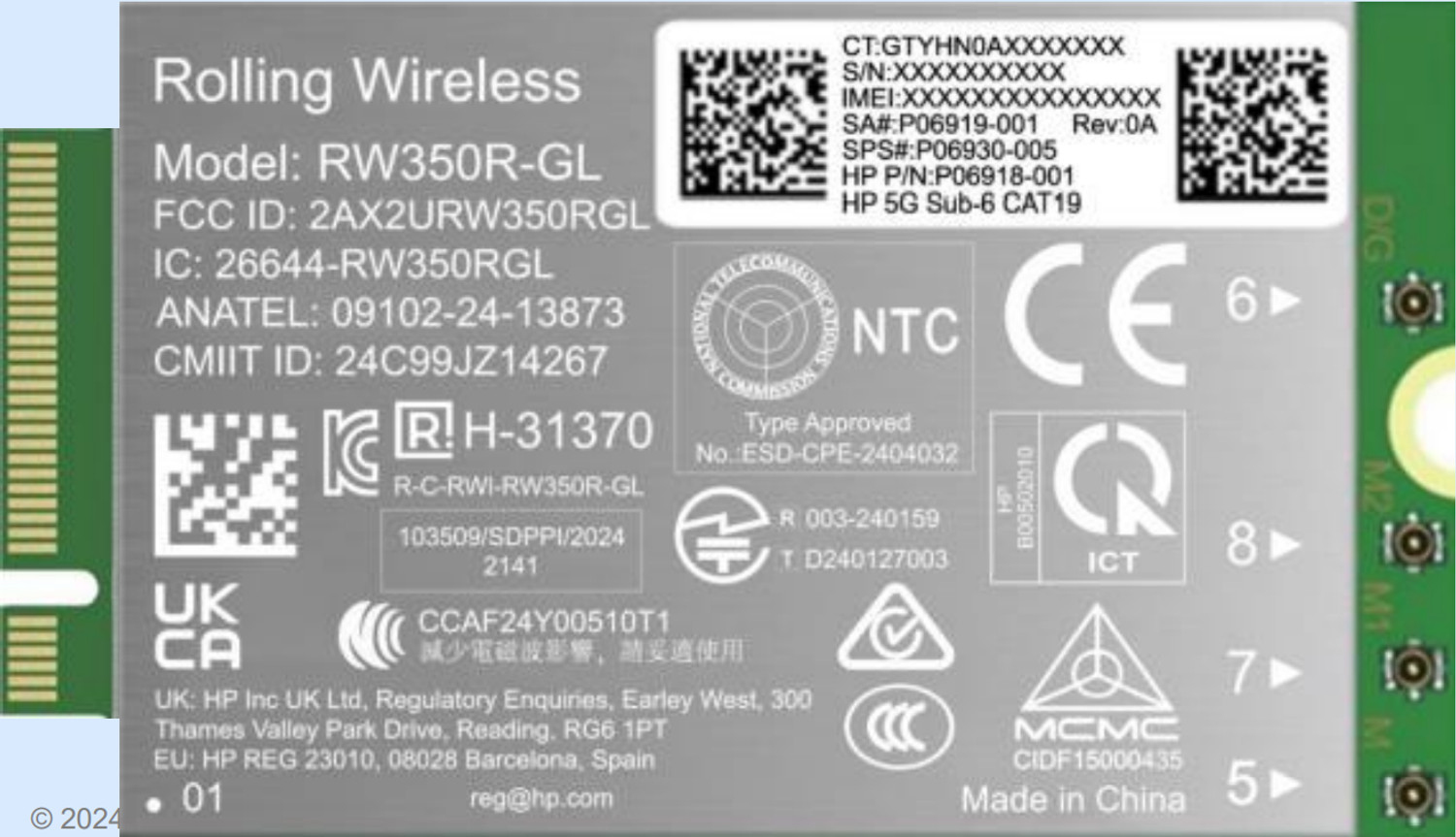 HP 5G Sub-6 WWAN interface-kort/adapter Intern
