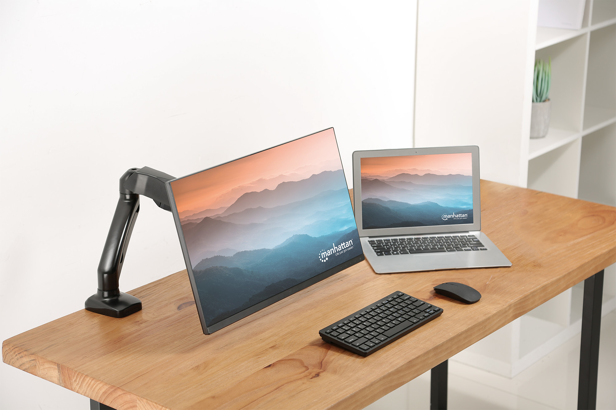 Manhattan 462495 skærmbeslag og -stativer 81,3 cm (32") Skrivebord Sort