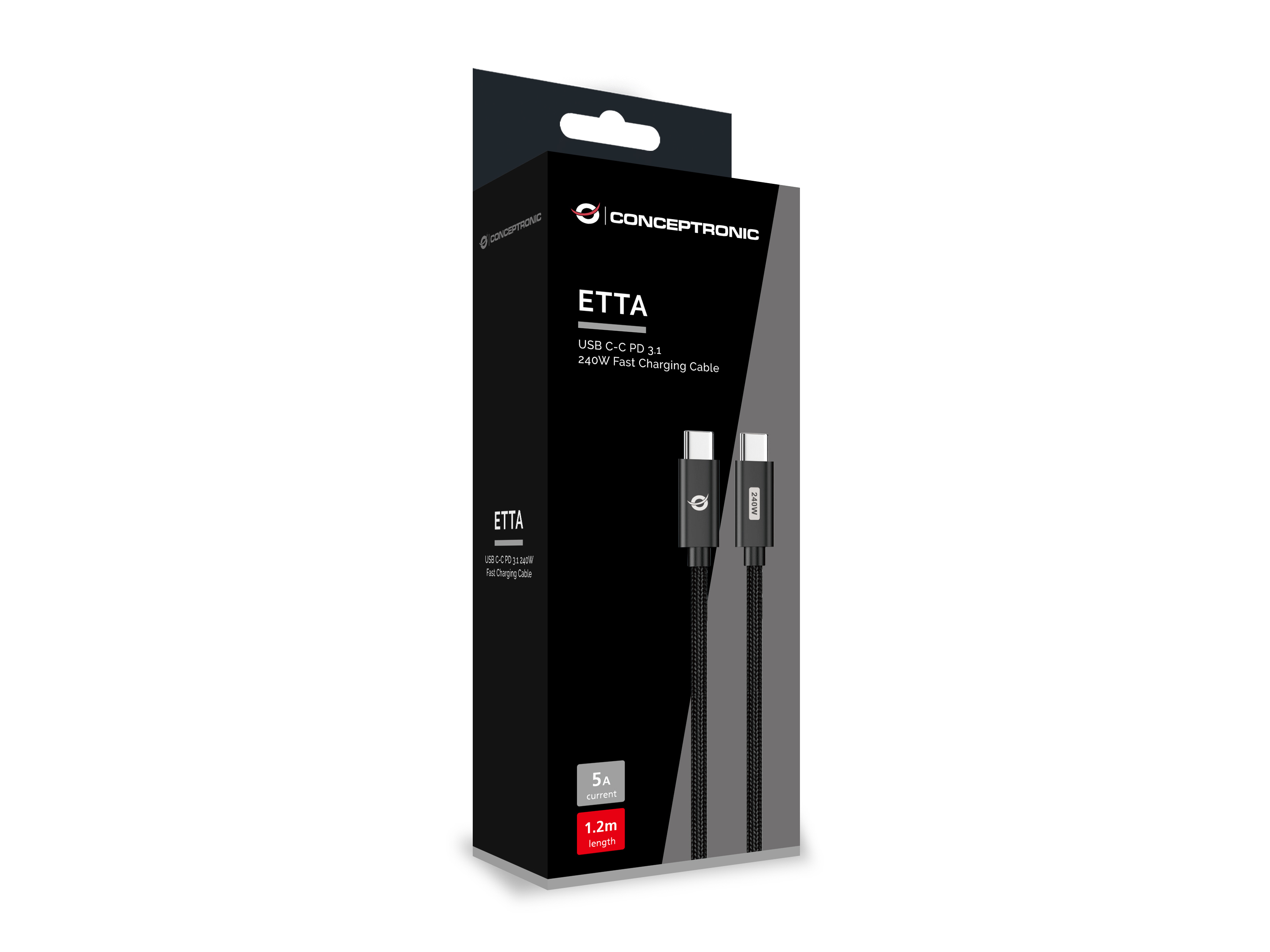 Conceptronic ETTA03B20 USB-kabel USB 2.0 2 m USB C Sort