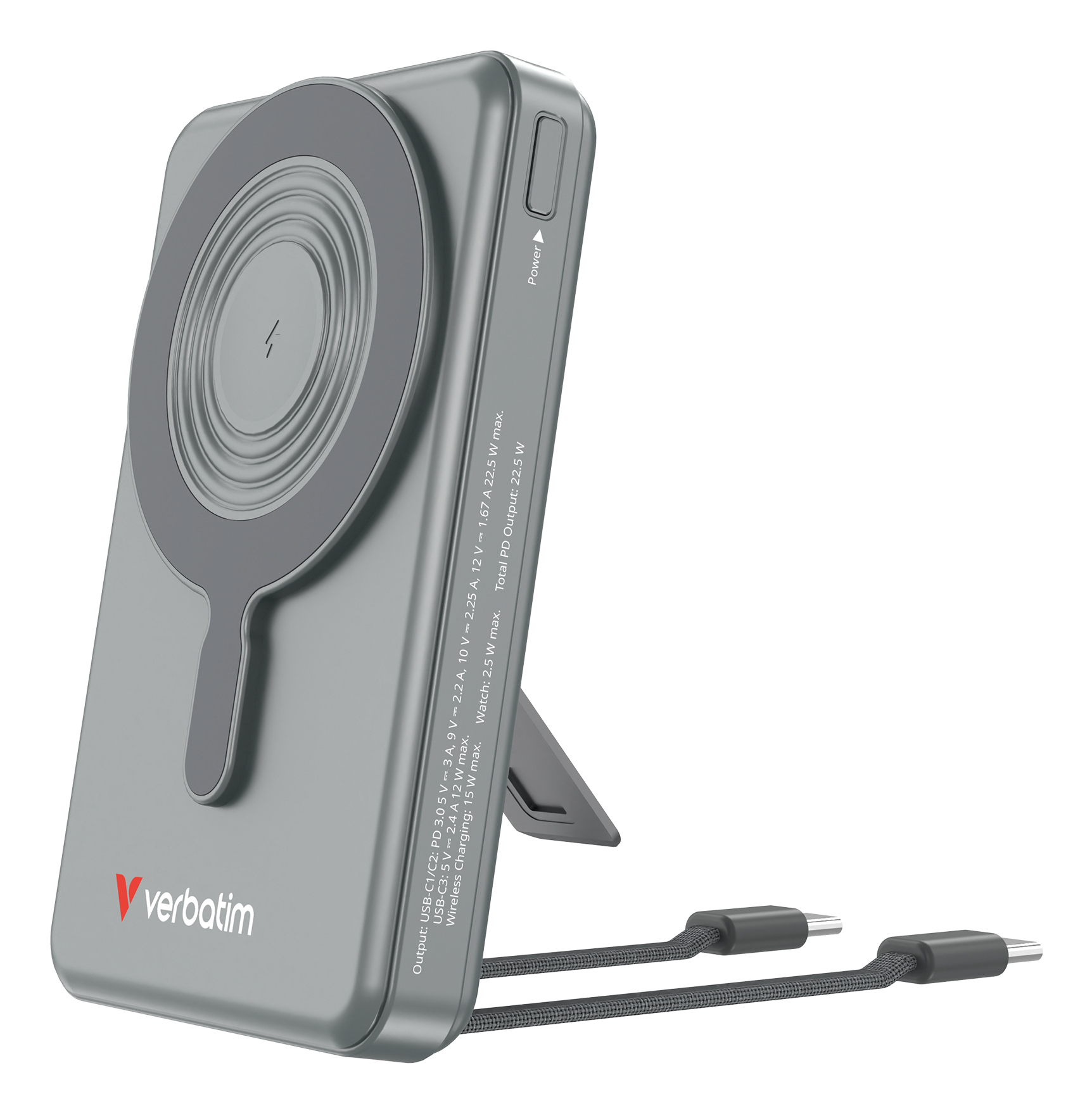 Verbatim 32272 powerbank Lithium polymer (LiPo) 10000 mAh Trådløs opladning Grå