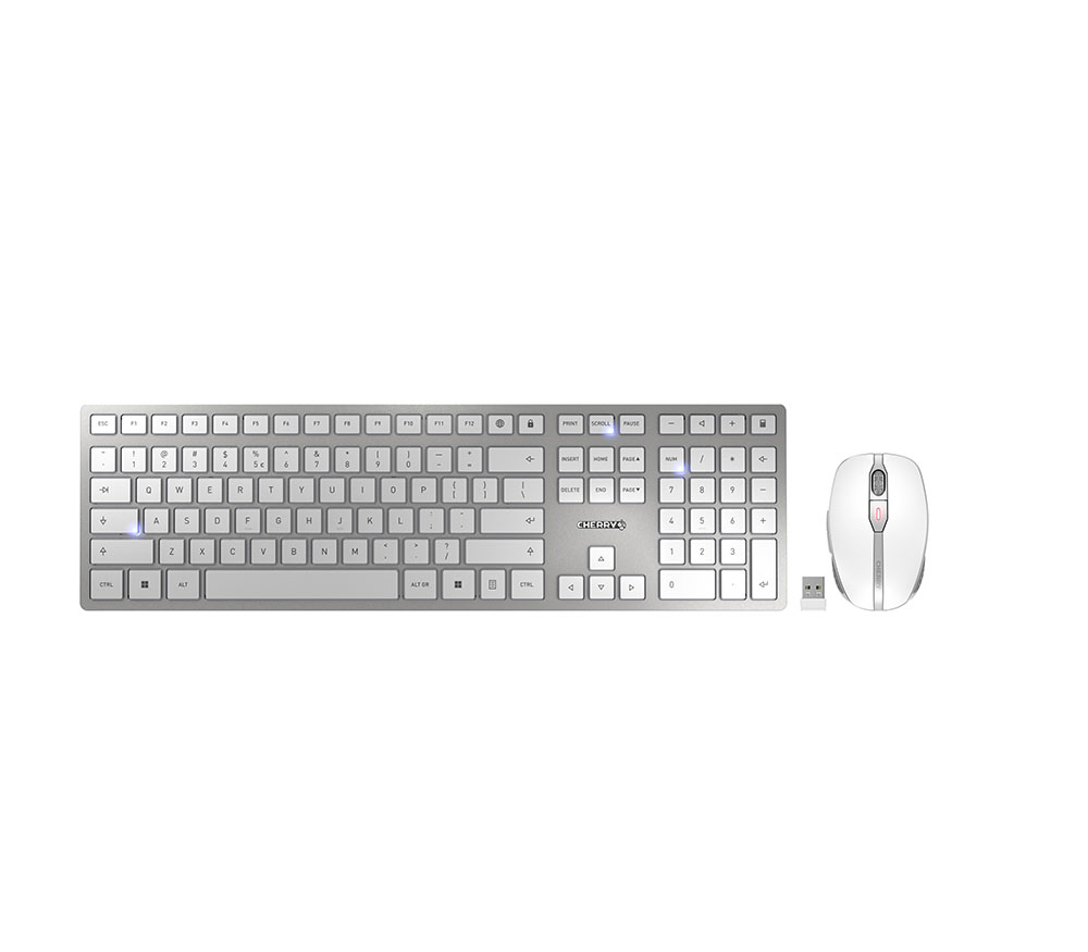 CHERRY DW 9100 SLIM tastatur Mus inkluderet Universel RF trådløs + Bluetooth QWERTY US engelsk Sølv