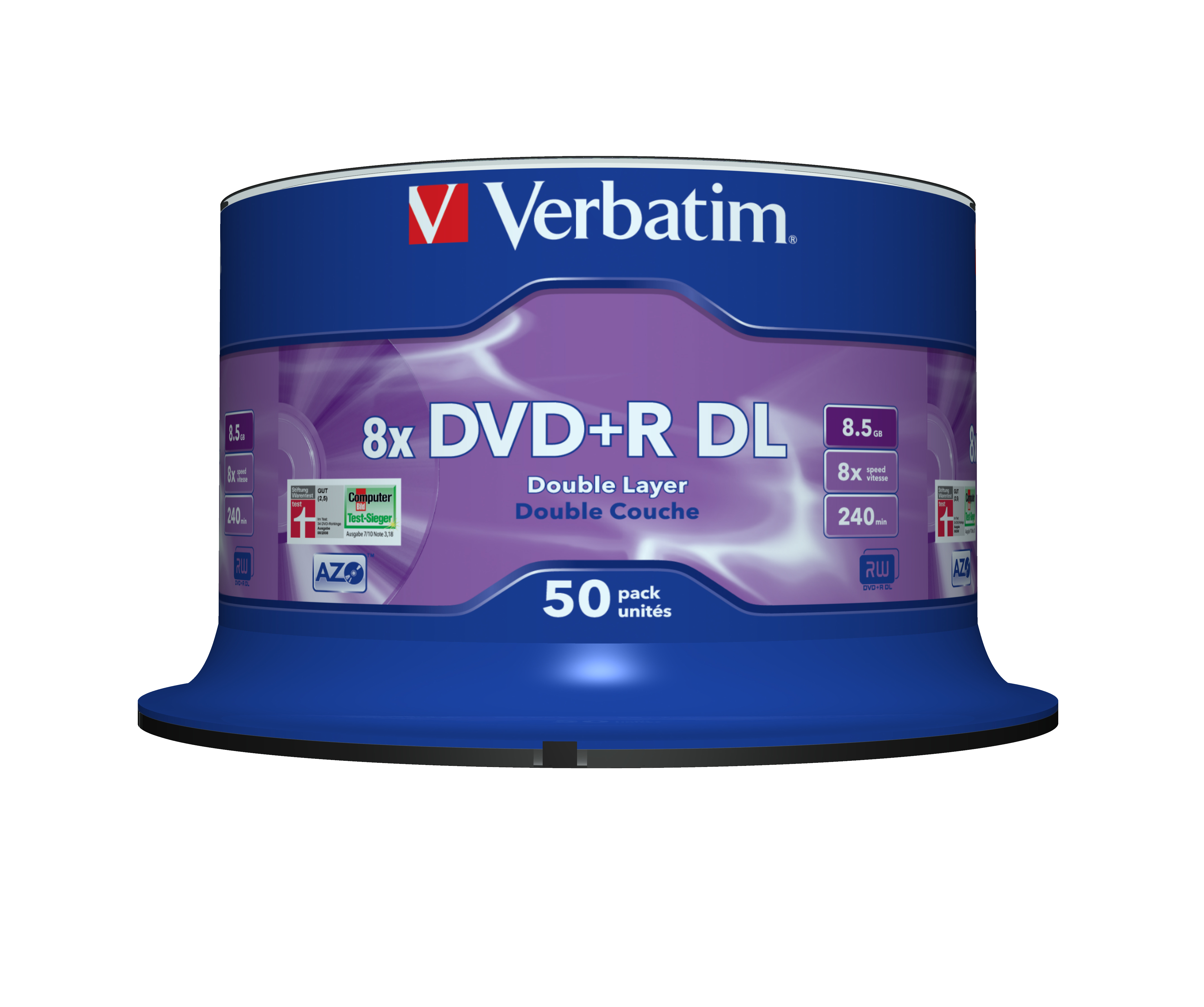 Verbatim DVD+R Double Layer 8x Matt Silver 50pk Spindle 8,5 GB DVD+R DL 50 stk