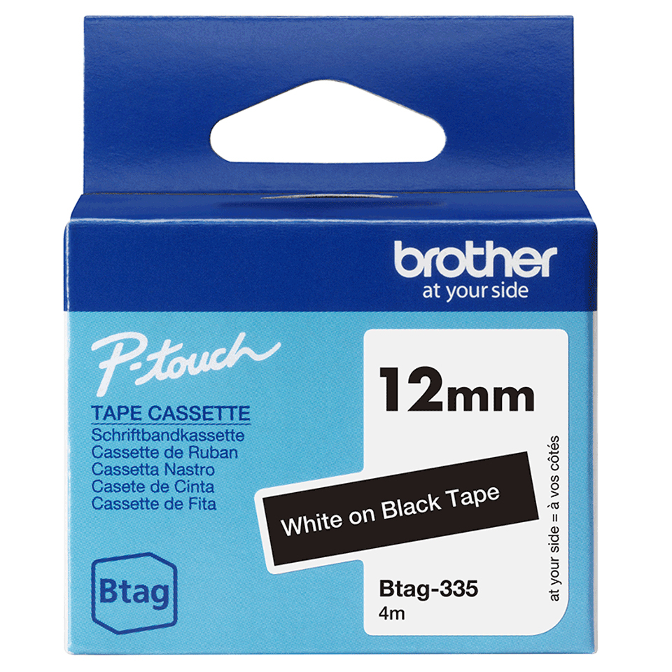 Brother BTAG-335 etiketbånd Hvid på sort