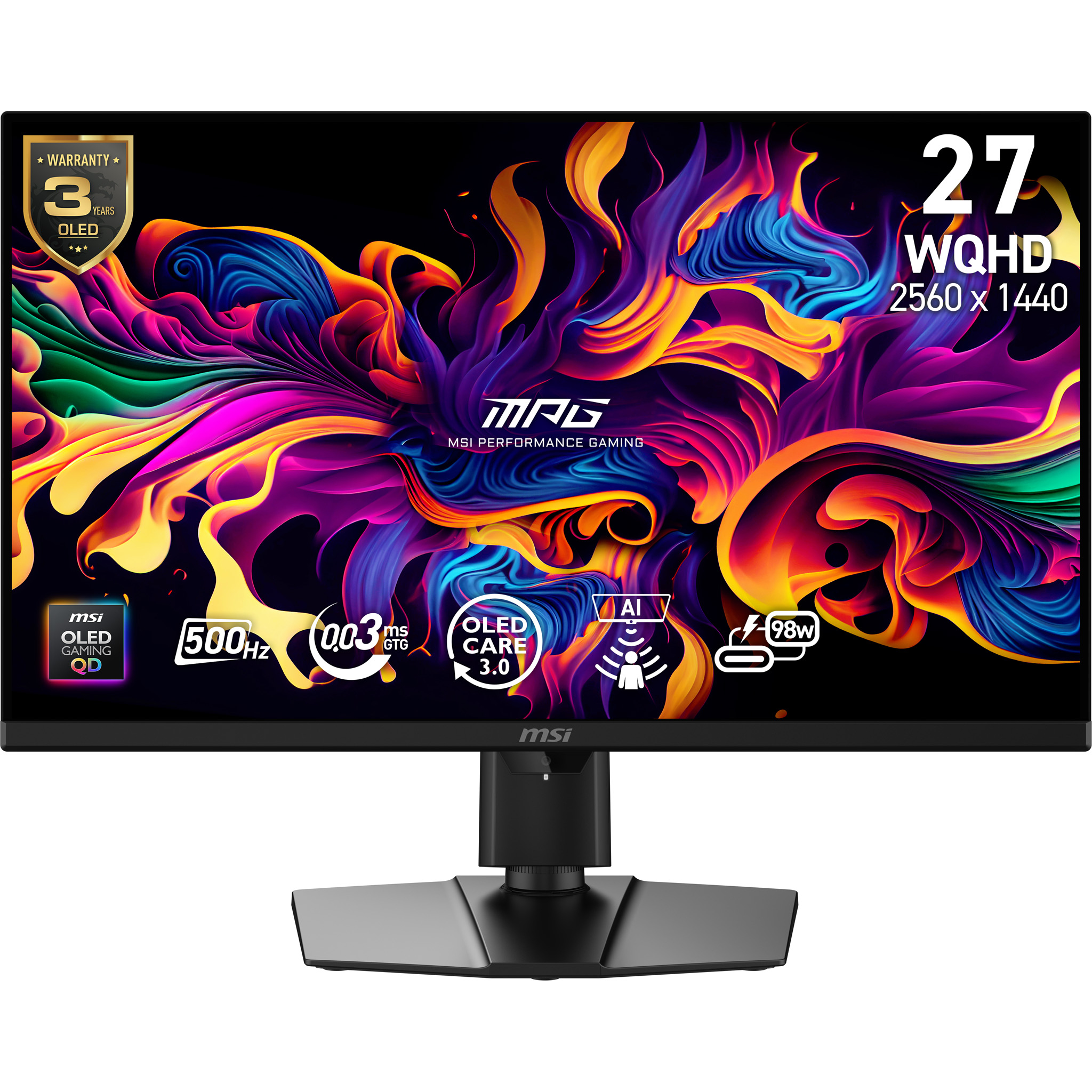 MSI MPG 271QR QD-OLED X50 computerskærm 67,3 cm (26.5") 2560 x 1440 pixel Wide Quad HD Sort