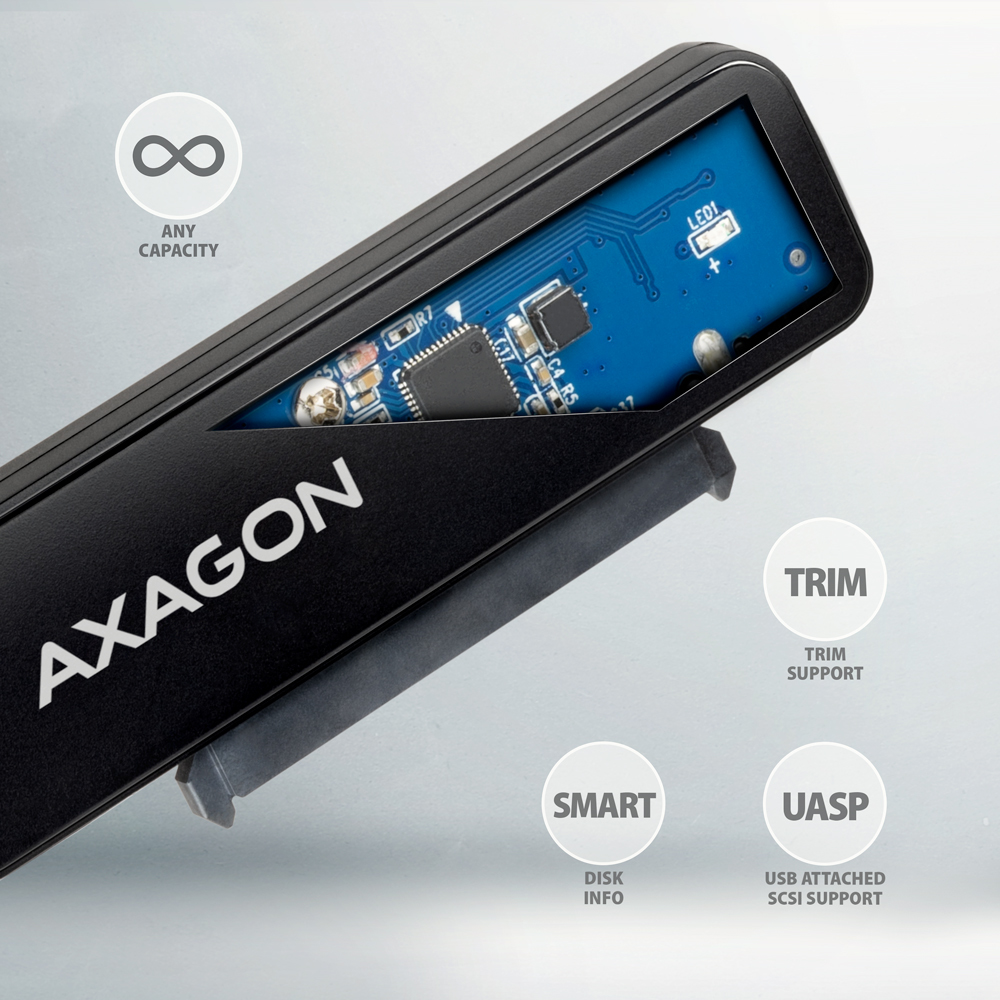 Axagon ADSA-FP2C USB-C 5Gbps - SATA 6G, 2.5 SSD/HDD SLIM adapter - Adapter - Digital/Daten interface-kort/adapter