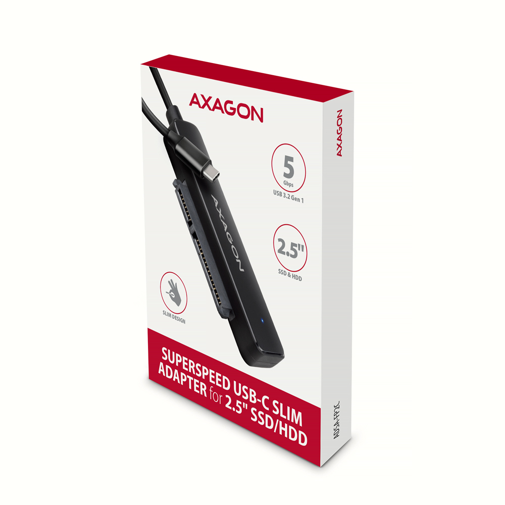 Axagon ADSA-FP2C USB-C 5Gbps - SATA 6G, 2.5 SSD/HDD SLIM adapter - Adapter - Digital/Daten interface-kort/adapter