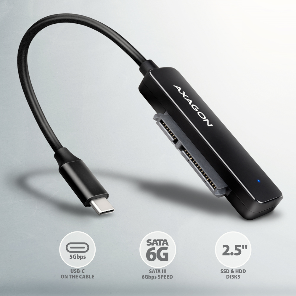 Axagon ADSA-FP2C USB-C 5Gbps - SATA 6G, 2.5 SSD/HDD SLIM adapter - Adapter - Digital/Daten interface-kort/adapter