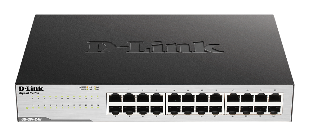 D-Link GO-SW-24G Ikke administreret L2 Gigabit Ethernet (10/100/1000) 1U Sort
