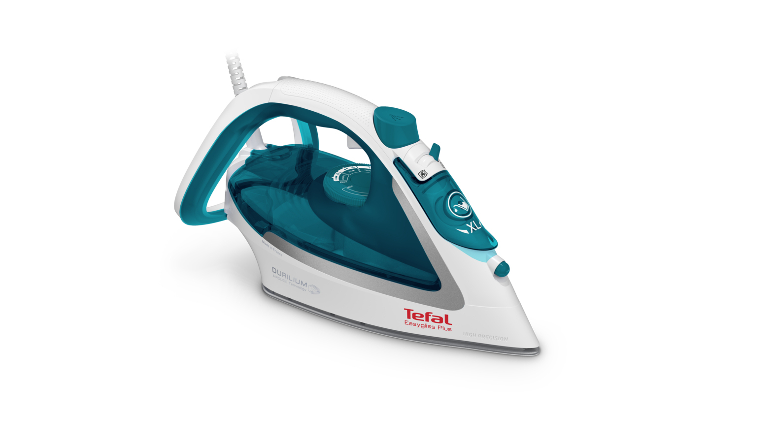 Tefal EasyGliss Plus FV5718 strygejern Tør & dampstrygejern Durilium strygesål 2400 W Turkis, Hvid