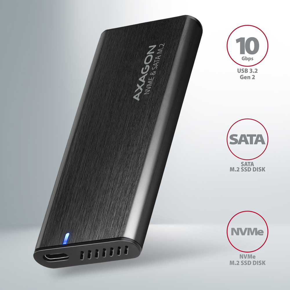 Axagon EEM2-SB2 drevkabinet SSD kabinet Sort M.2