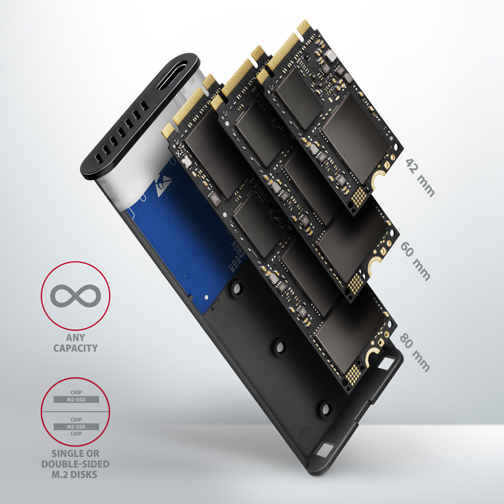 Axagon EEM2-SB2 drevkabinet SSD kabinet Sort M.2