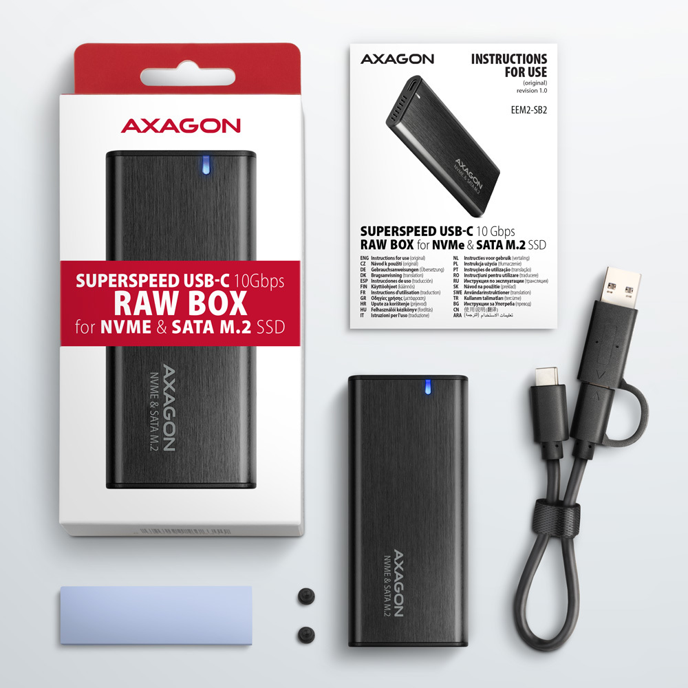 Axagon EEM2-SB2 drevkabinet SSD kabinet Sort M.2