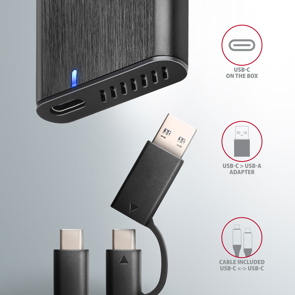 Axagon EEM2-SB2 drevkabinet SSD kabinet Sort M.2