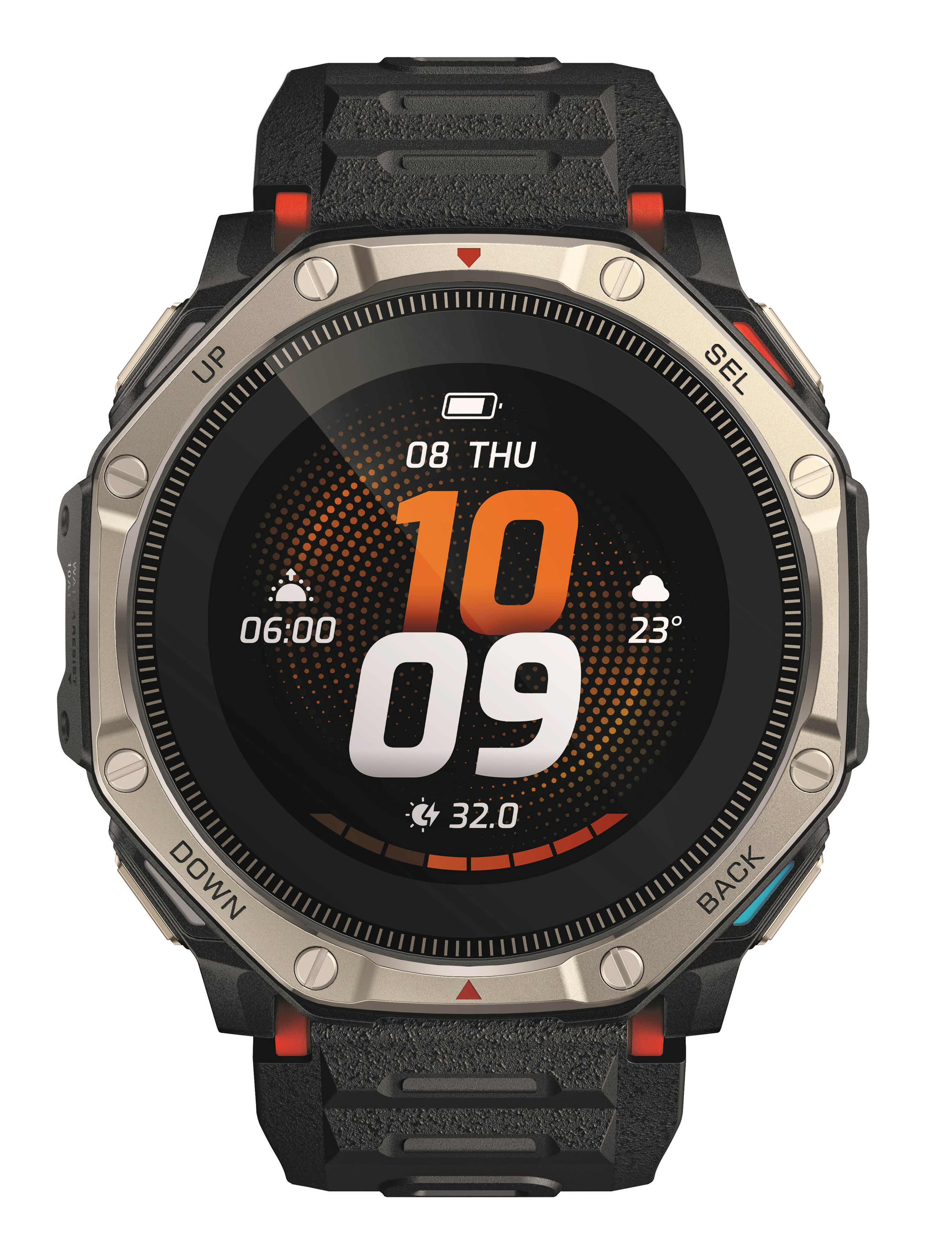 Amazfit T-Rex Dual Solar 3,35 cm (1.32") AMOLED 51 mm Digital 466 x 466 pixel Berøringsskærm Sort, Sølv Wi-Fi GPS (satellit)