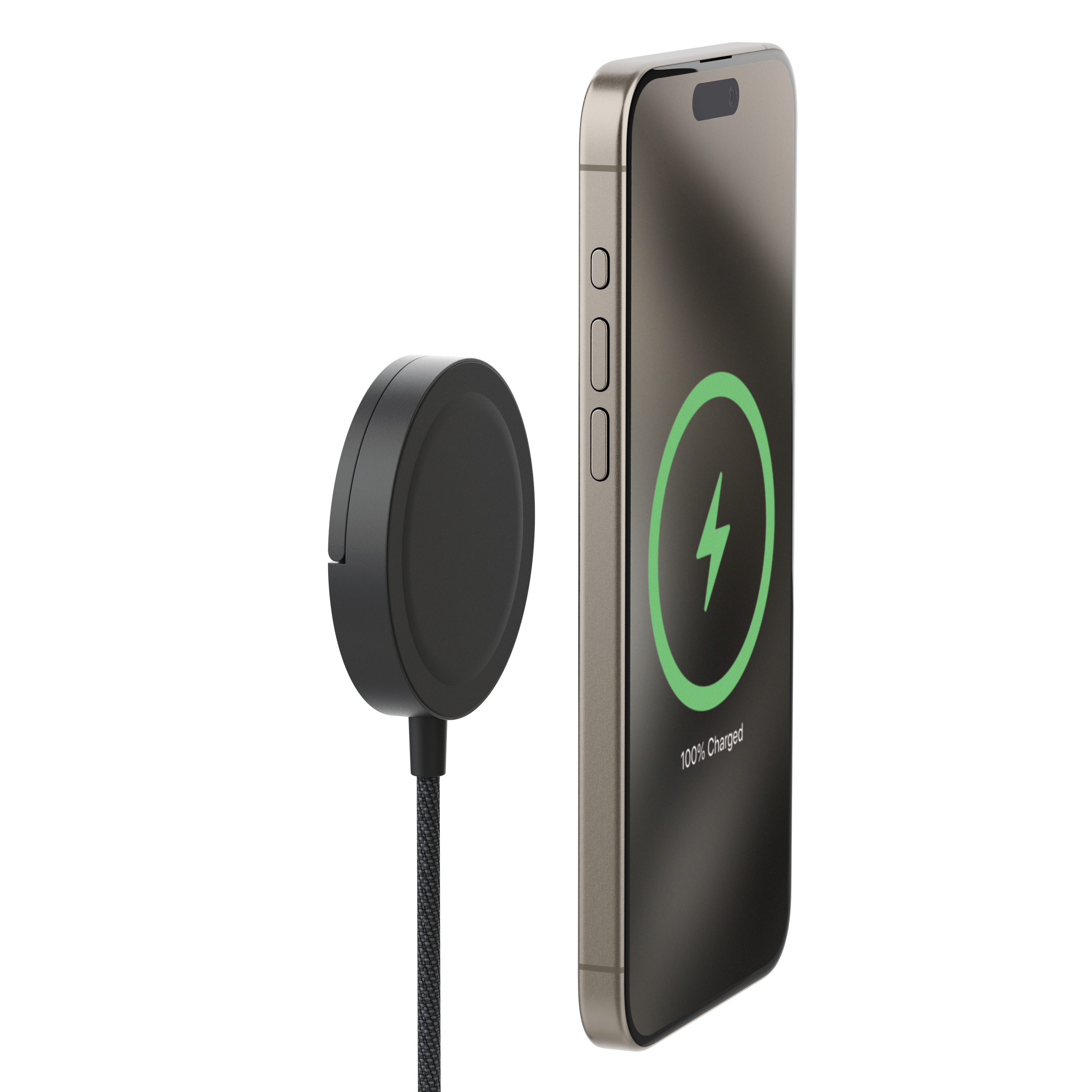 mophie Qi2 Magnetic Charger Smartphone Sort USB Trådløs opladning Hurtig opladning Indendørs