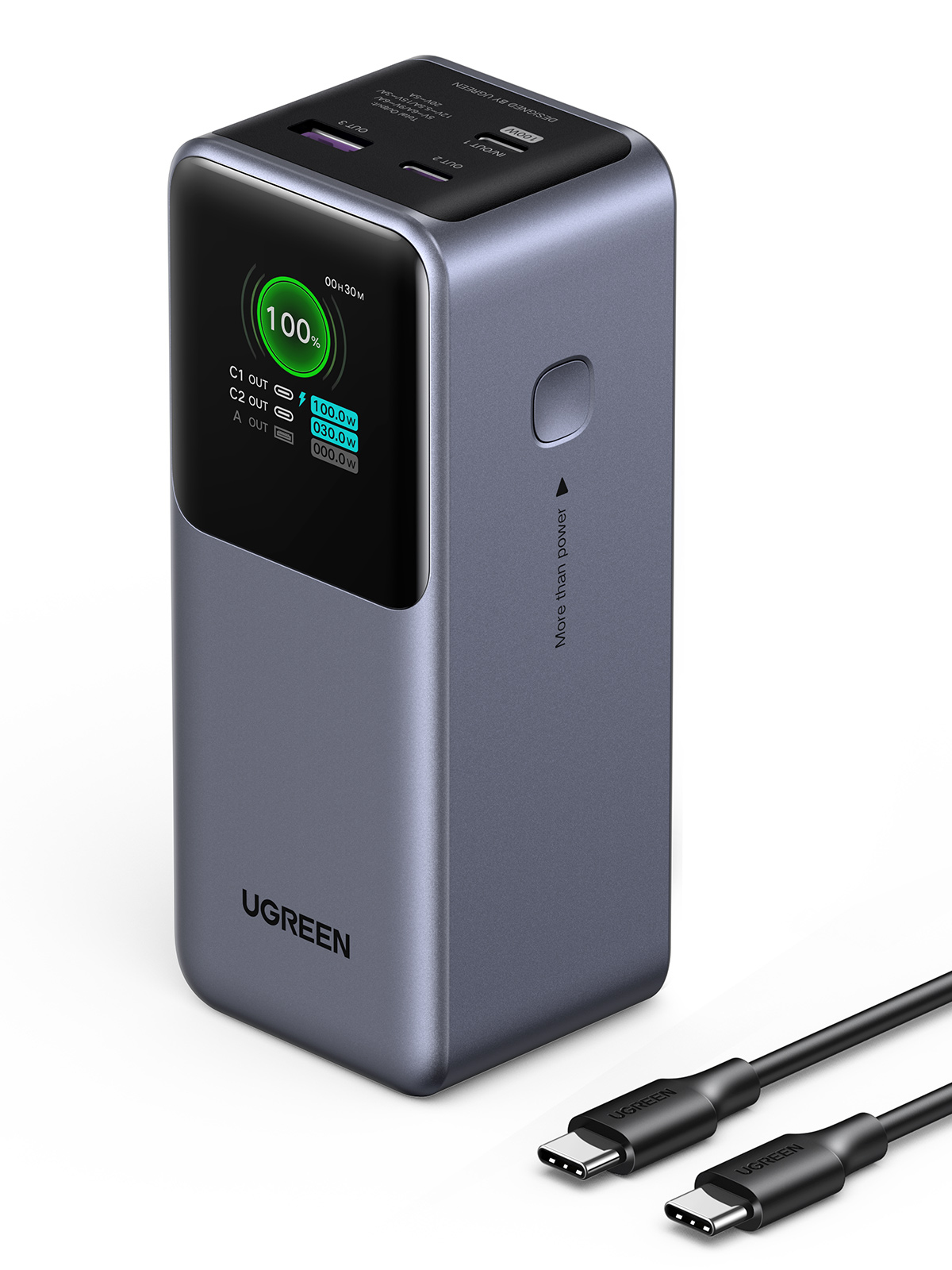 Ugreen 20000mAh 130W Fast Charging Powerbank Lithium Grå