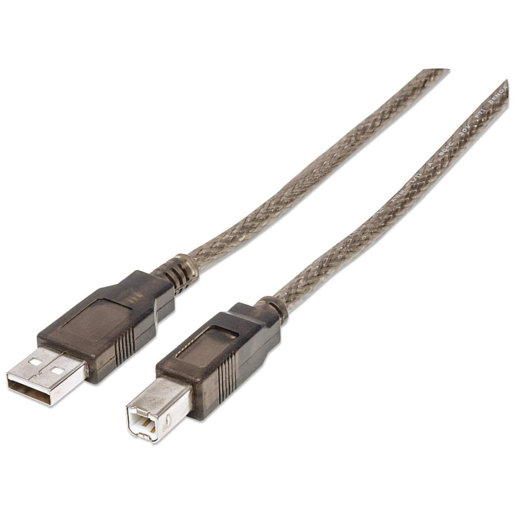 Manhattan 510424 USB-kabel USB 2.0 11 m USB A USB B 0,48 Gbit/sek. Sølv