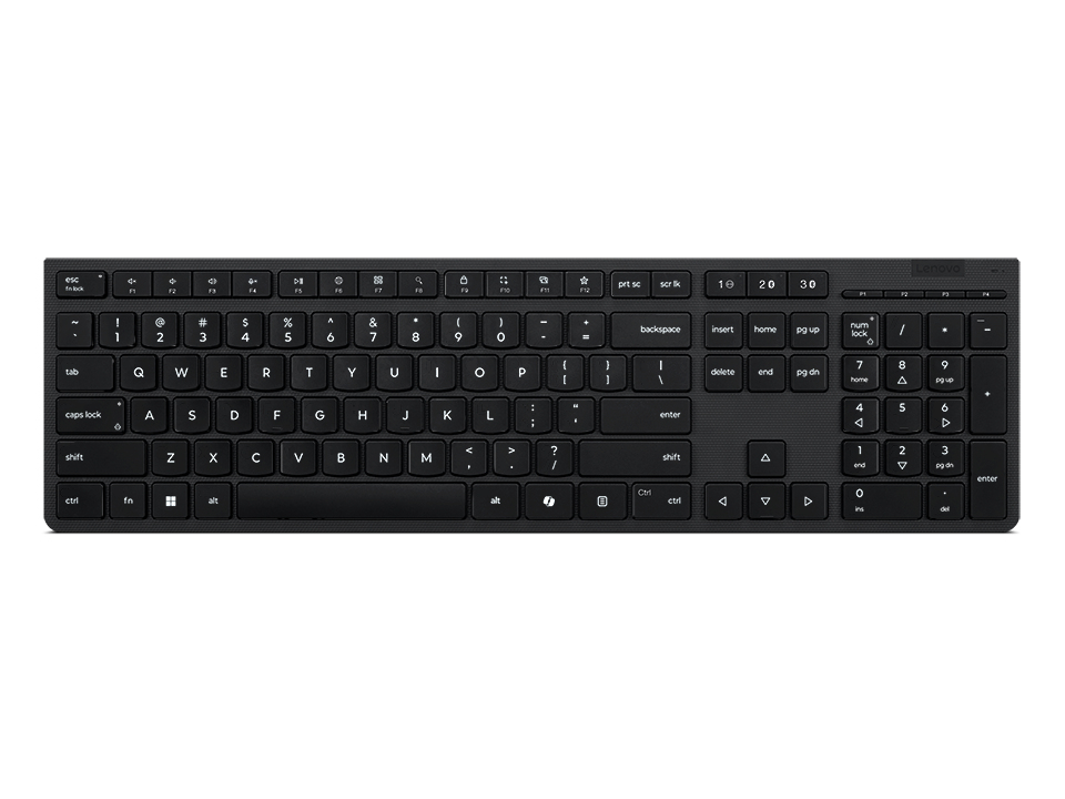 Lenovo Professional Wireless Rechargeable (Nordic) tastatur Hjemme/kontor RF trådløs + Bluetooth Nordisk Sort