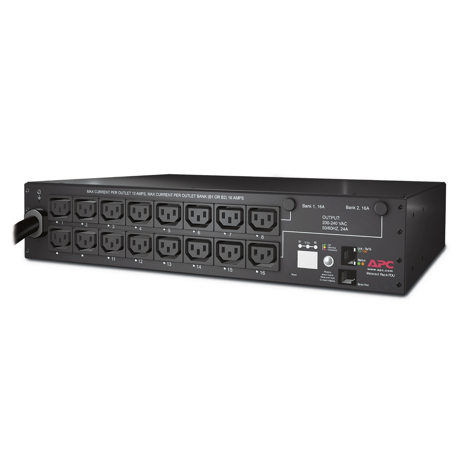 APC AP7911B strømforsyningsenhed (PDU) 16 AC stikkontakt(er) 2U Sort