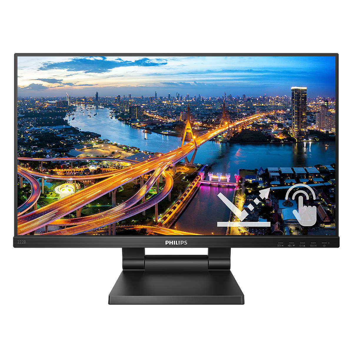 Philips B Line 222B1TC/00 computerskærm 54,6 cm (21.5") 1920 x 1080 pixel Fuld HD LED Berøringsskærm Sort