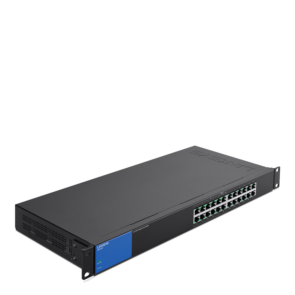Linksys LGS124P Ikke administreret L2 Gigabit Ethernet (10/100/1000) Strøm over Ethernet (PoE) 1U Sort