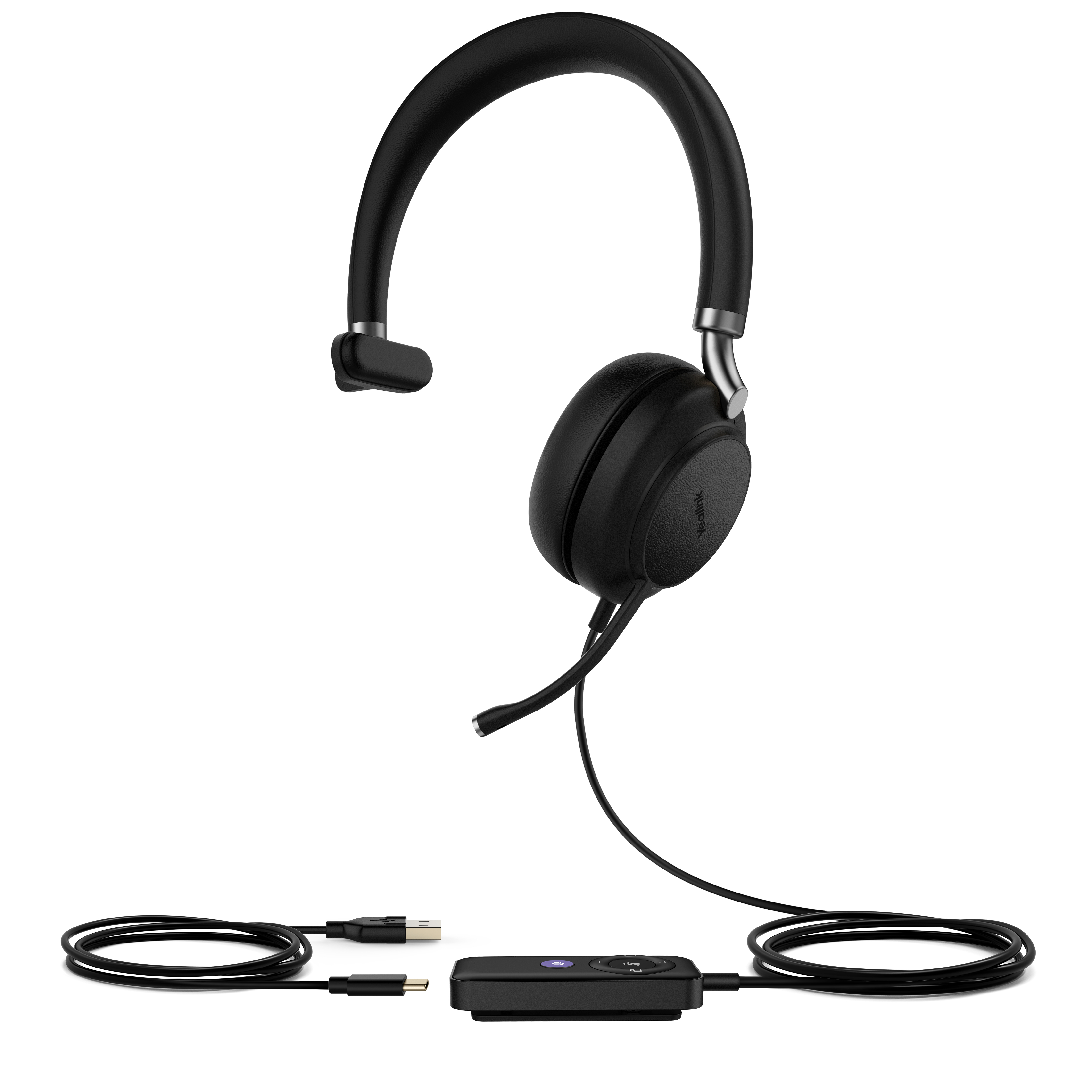 Yealink UH38 Mono Teams Headset Kabel & trådløs Opkald/musik USB Type-C Bluetooth Sort