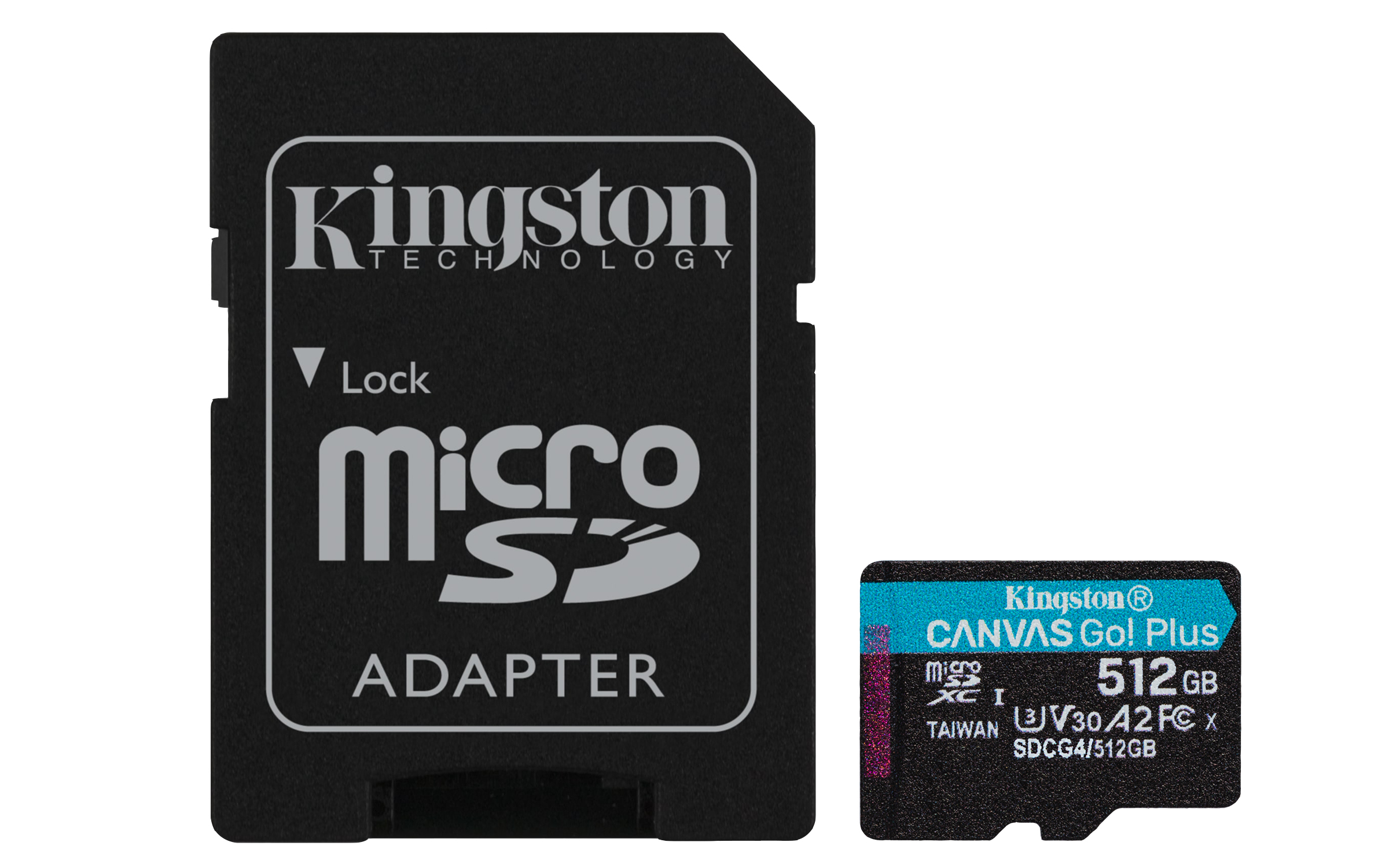 Kingston Technology 512 GB microSDXC Canvas Go! Plus Gen4 200 MB/s A2 U3 V30-kort + adapter