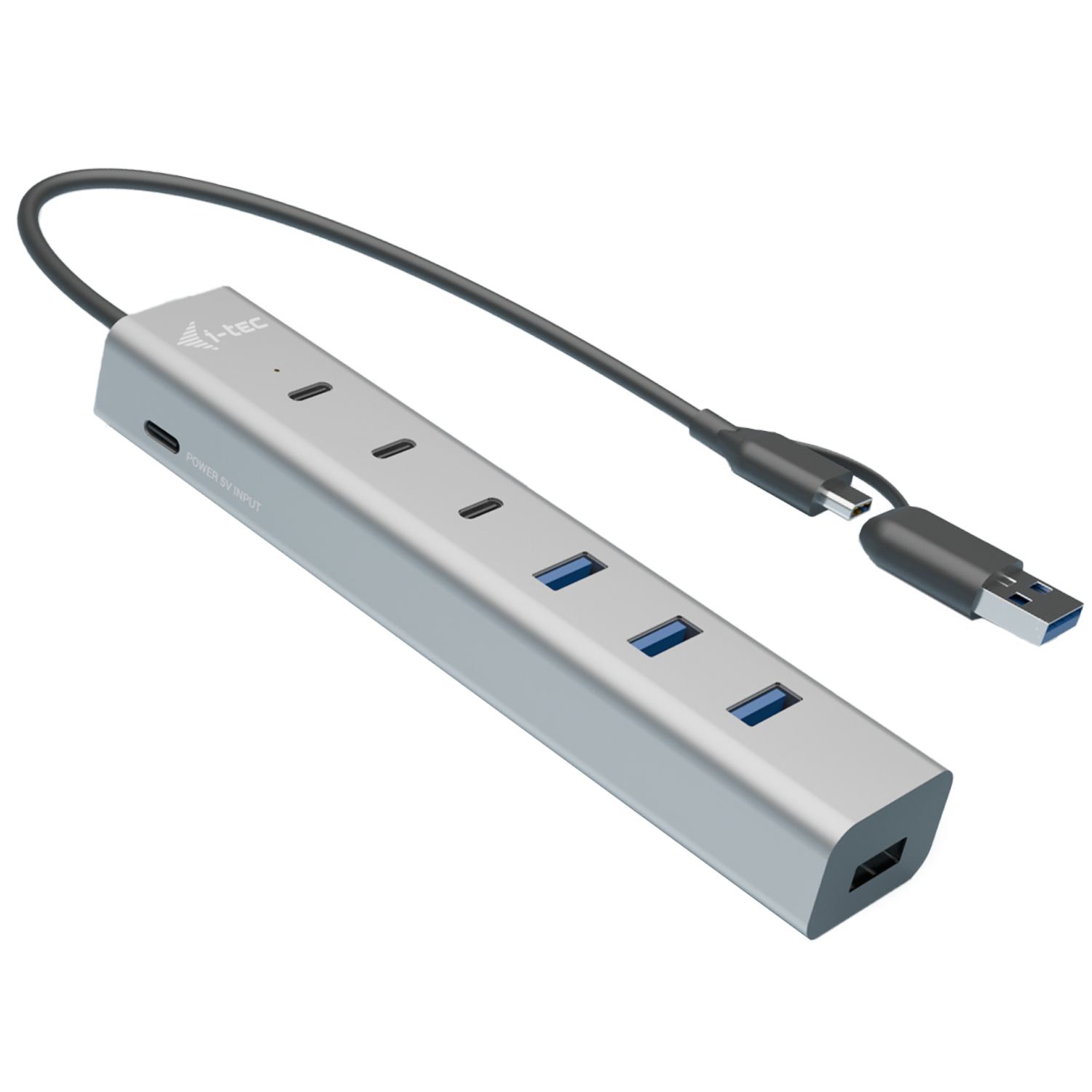 i-tec CAHUBMETAL7 interface hub USB 3.2 Gen 1 (3.1 Gen 1) Type-A + Type-C 5 Mbit/s Grå