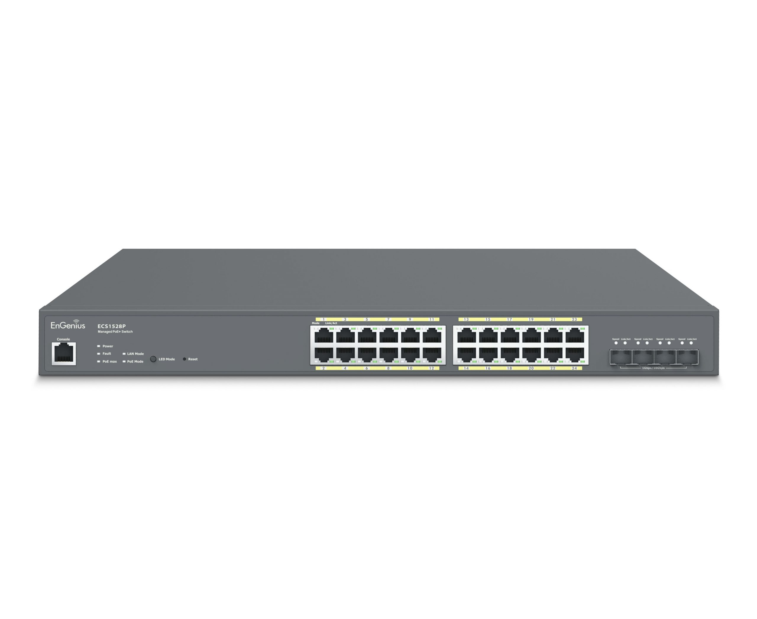 EnGenius ECS1528P netværksswitch Administreret L2+ Gigabit Ethernet (10/100/1000) Strøm over Ethernet (PoE) Grå