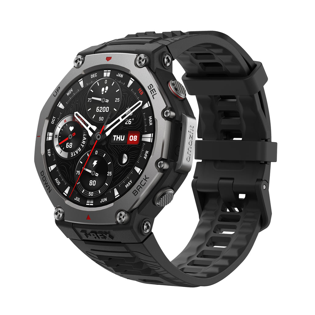 Amazfit T-Rex 3 3,81 cm (1.5") AMOLED Digital 480 x 480 pixel Berøringsskærm Sort Wi-Fi GPS (satellit)