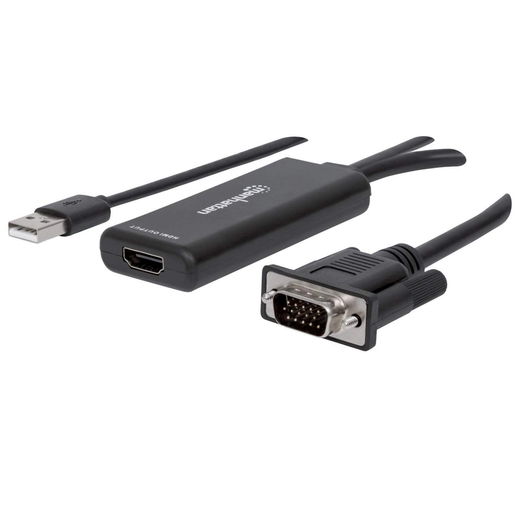 Manhattan 152426 videokabel adapter 1 m USB Type-A + VGA (D-Sub) HDMI Sort