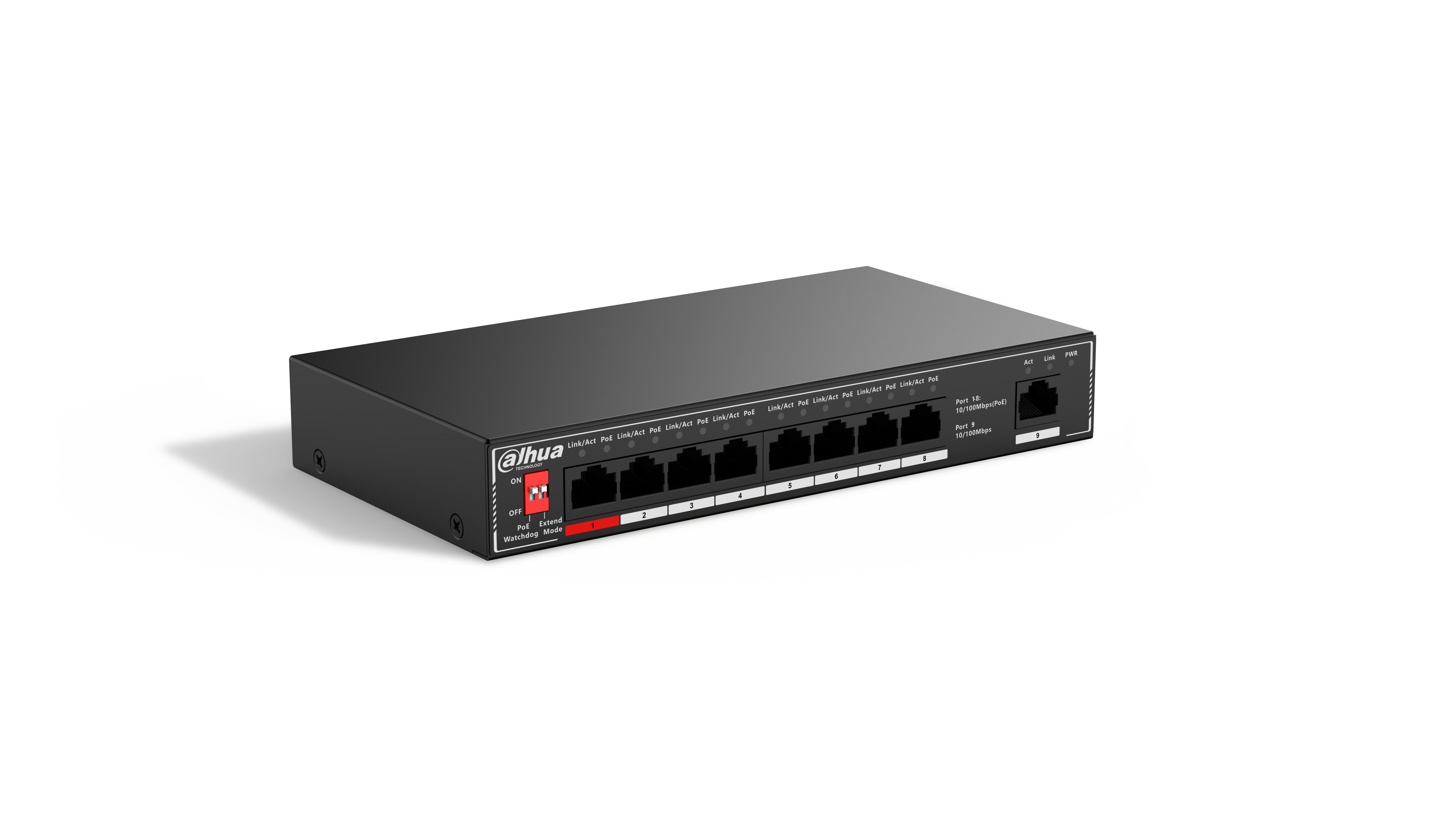 Dahua Technology PoE SF1009P Ikke administreret L2 Fast Ethernet (10/100) Strøm over Ethernet (PoE) Sort