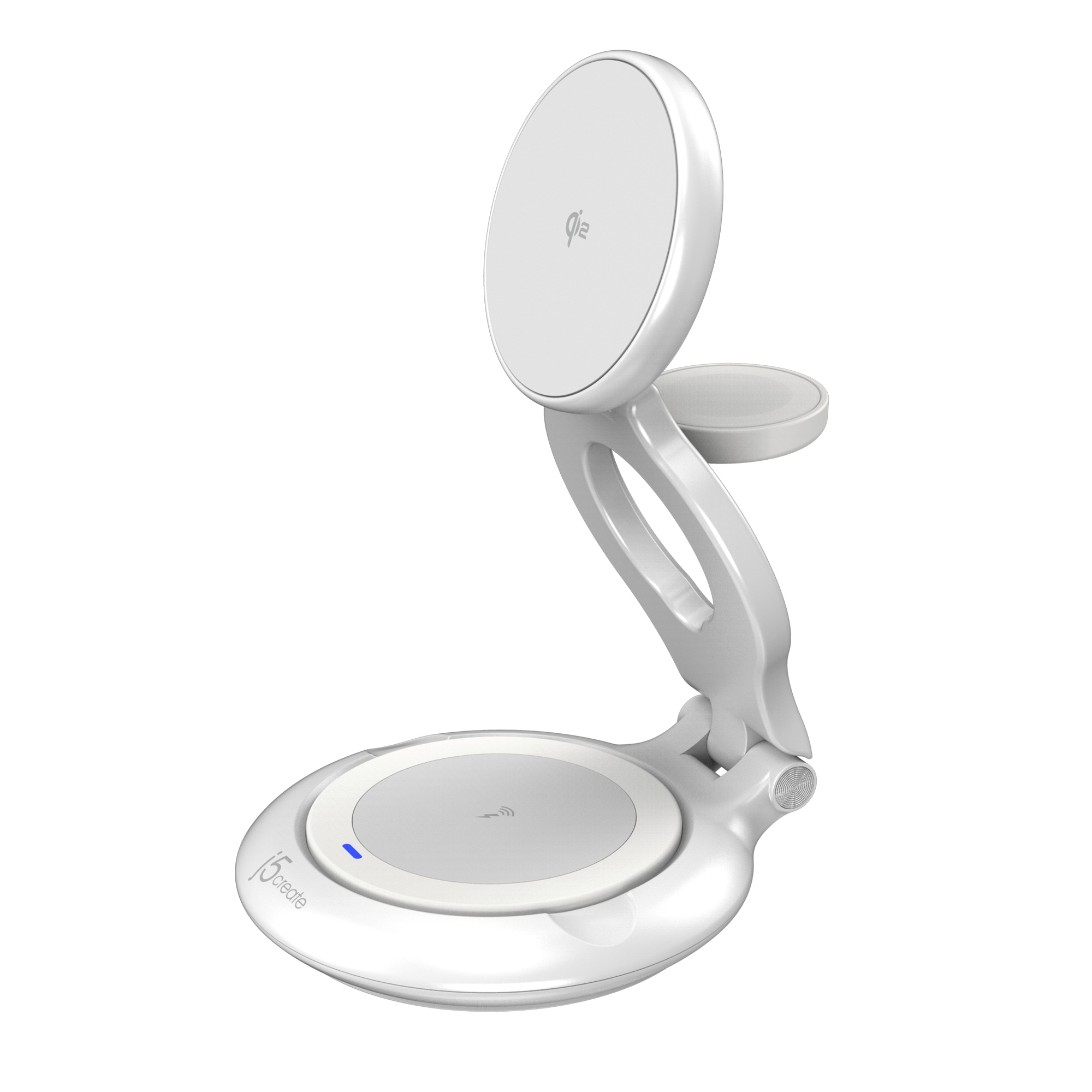 j5create JUPW3415-N oplader til mobil enhed SmartWatch, Hovedtelefoner, Smartphone Hvid USB Trådløs opladning Hurtig opladning Indendørs