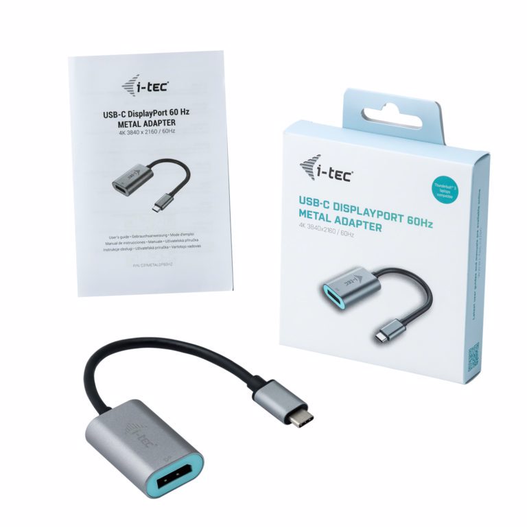 i-tec Metal C31METALDP60HZ videokabel adapter 0,15 m USB Type-C Display Port Grå, Turkis