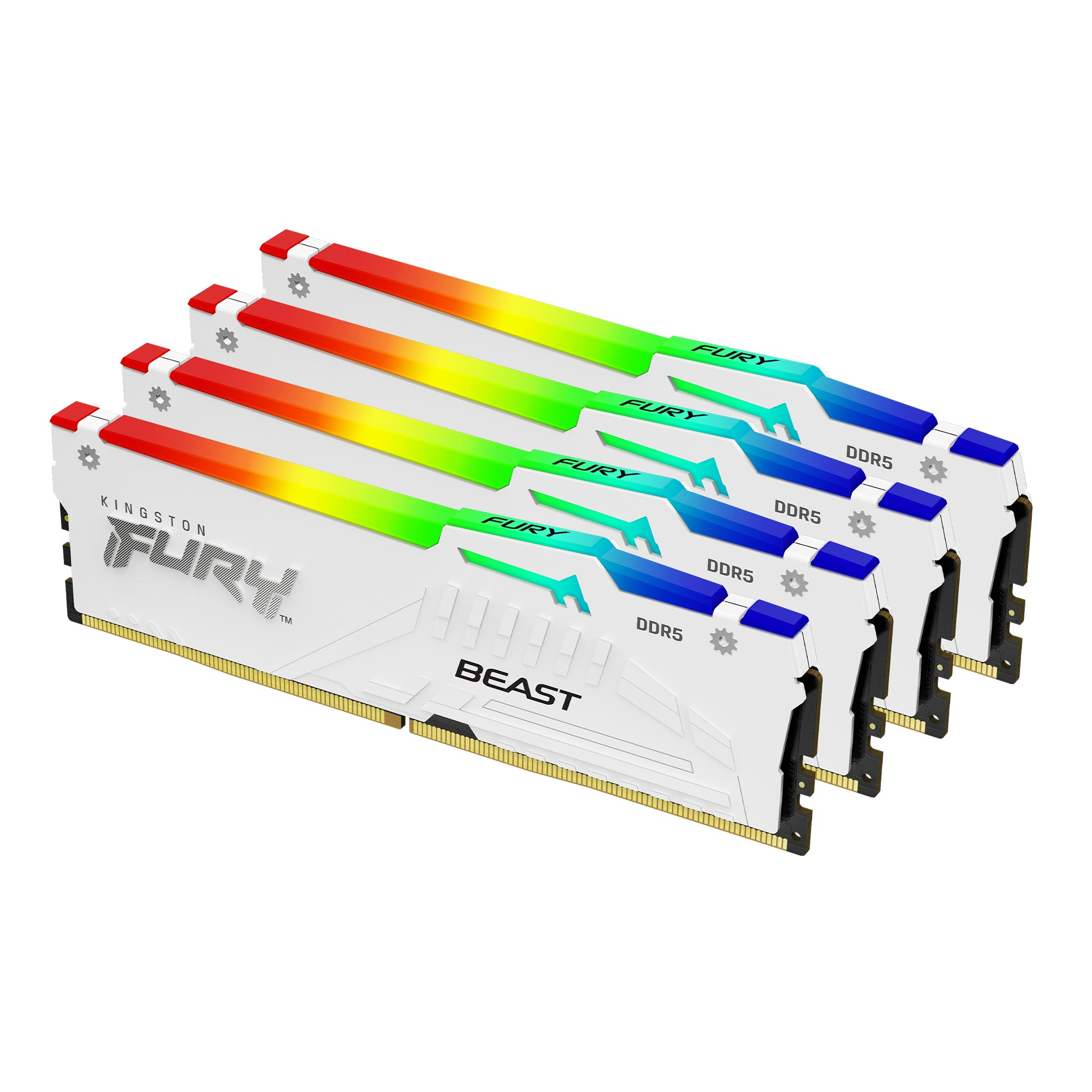 Kingston Technology FURY Beast 128 GB 5600 MT/s DDR5 CL40 DIMM (sæt med 4) White RGB XMP