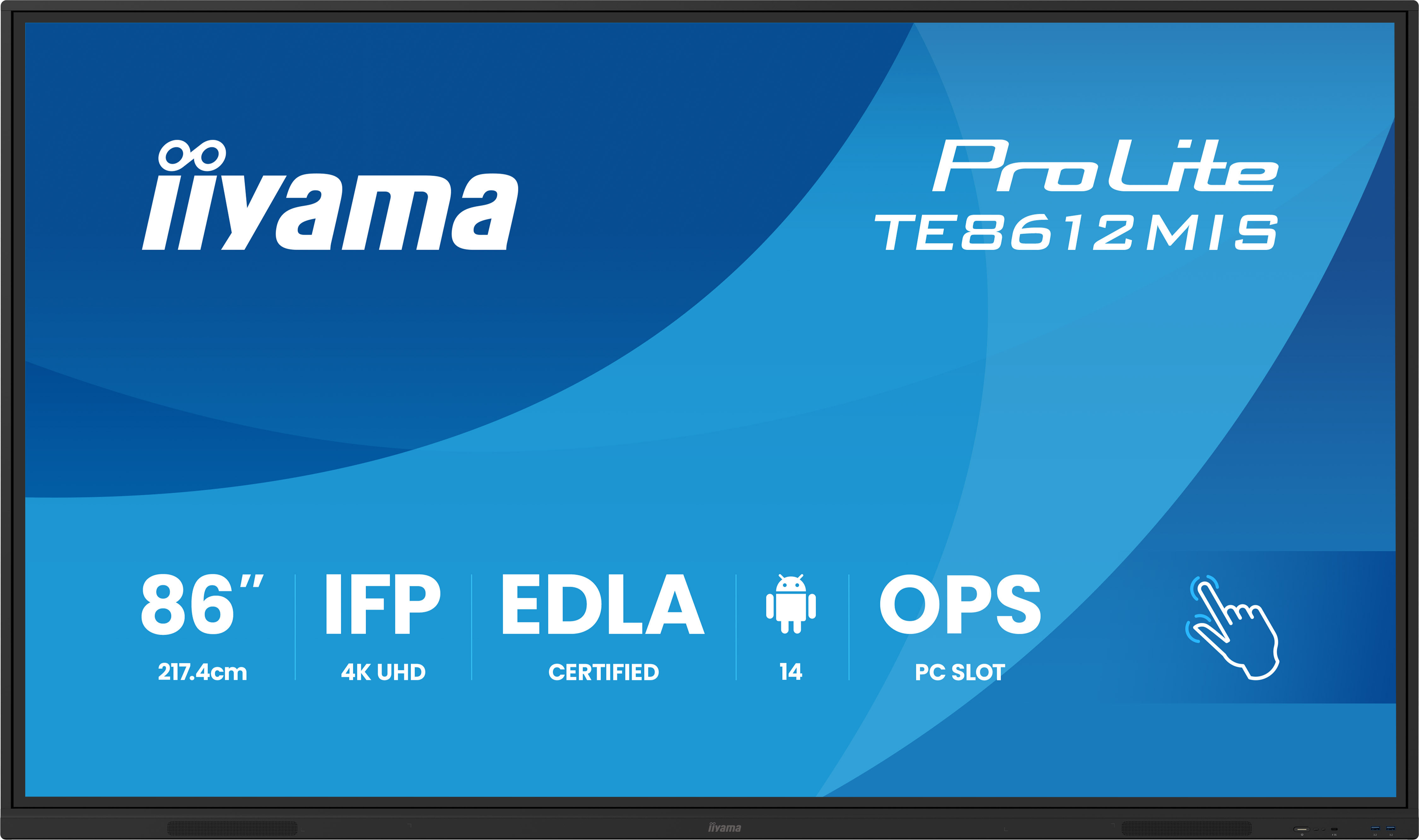 iiyama TE8612MIS-B4AG skilte display Digital fladpaneldisplay 165,1 cm (65") LCD Wi-Fi 400 cd/m² 4K Ultra HD Sort Berøringsskærm Indbygget processer Android 11 24/7