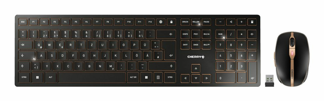 CHERRY JD-9100IT-2 tastatur Mus inkluderet Hjemme/kontor RF trådløs + Bluetooth QWERTY Italiensk Sort, Bronze