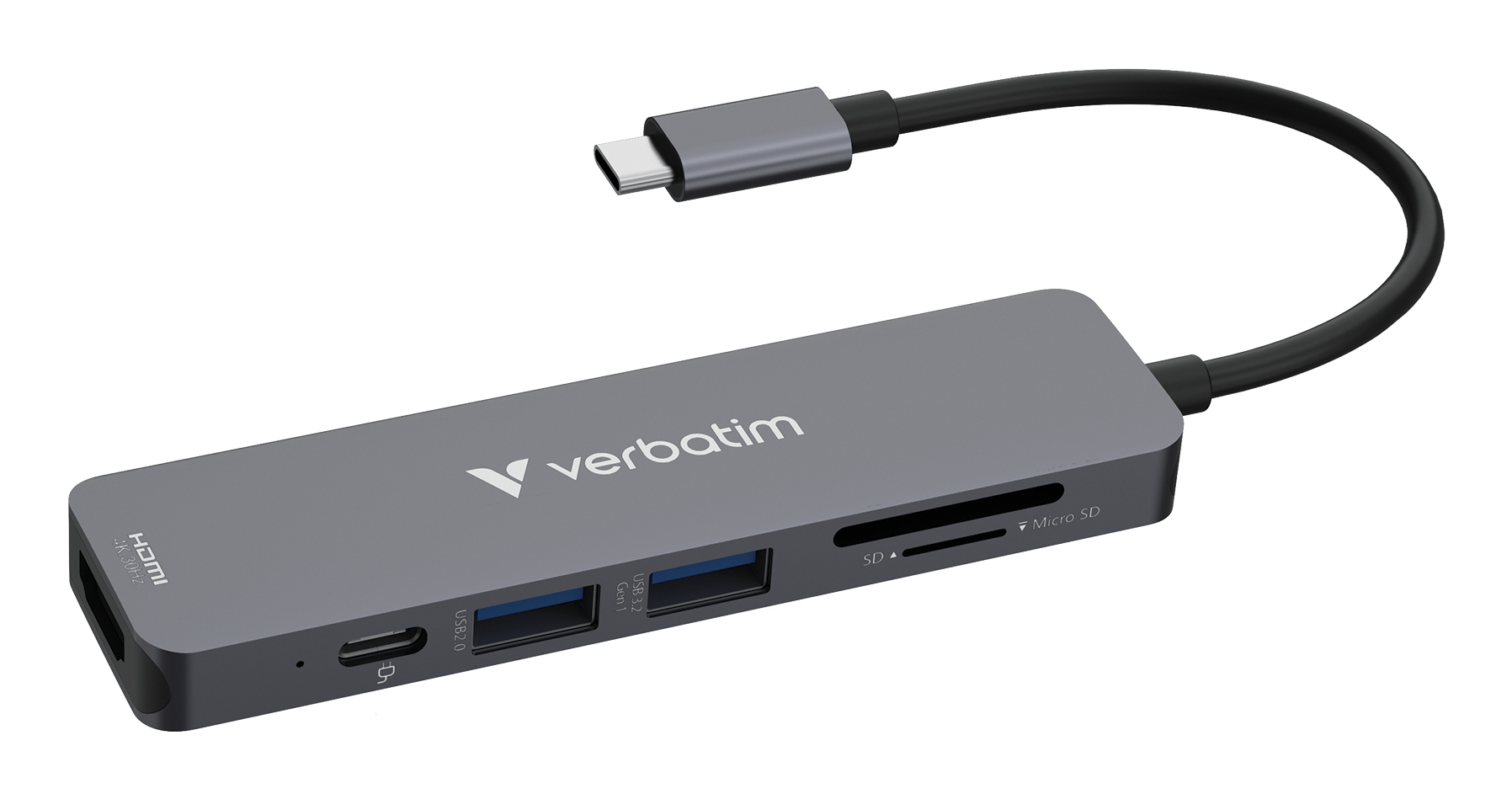 Verbatim 32156 interface hub USB 3.2 Gen 1 (3.1 Gen 1) Type-C 5000 Mbit/s Grå