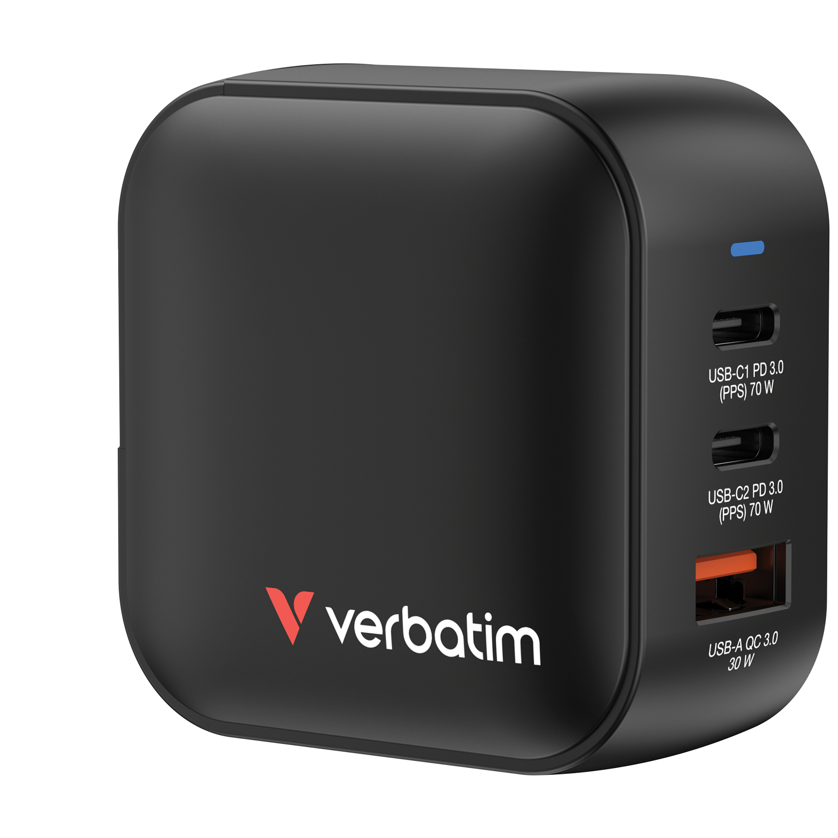 Verbatim Mini GaN Charger 70W Universel Sort Vekselstrøm Hurtig opladning Indendørs