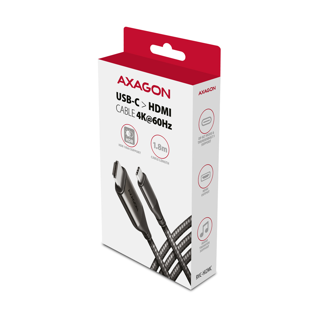 Axagon RVC-HI2MC videokabel adapter 1,8 m USB Type-C HDMI Sort