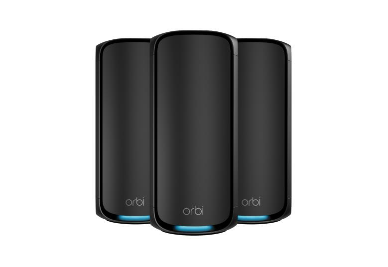 NETGEAR Orbi 970 Series Quad-Band WiFi 7, 3-Pack Quad-band (2.4 GHz / 5 GHz-1 / 5 GHz-2 / 6 GHz) Wi-Fi 6 (802.11ax) Sort Intern