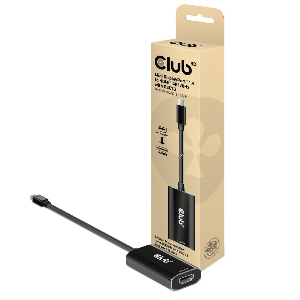 CLUB3D CAC-1186 videokabel adapter 0,15 m Mini DisplayPort HDMI Type A (Standard) Sort