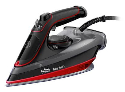 Braun TexStyle 5 SI 5057 RD Dampstrygejern Keramisk strygesål 2700 W Sort, Rød