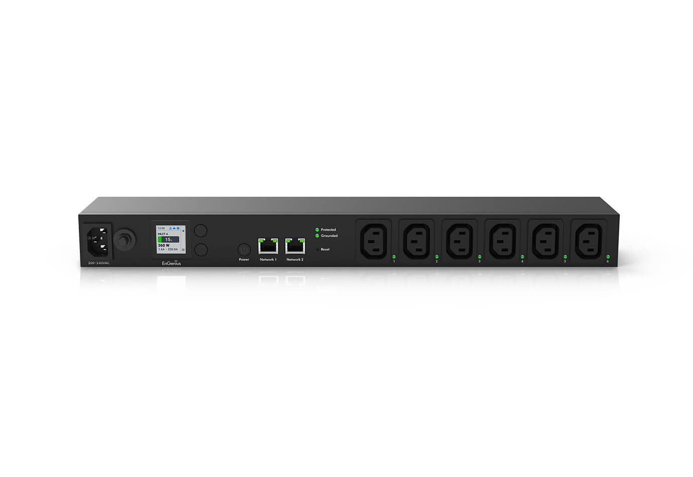 EnGenius ECP106-INT strømforsyningsenhed (PDU) 6 AC stikkontakt(er) 1U Sort